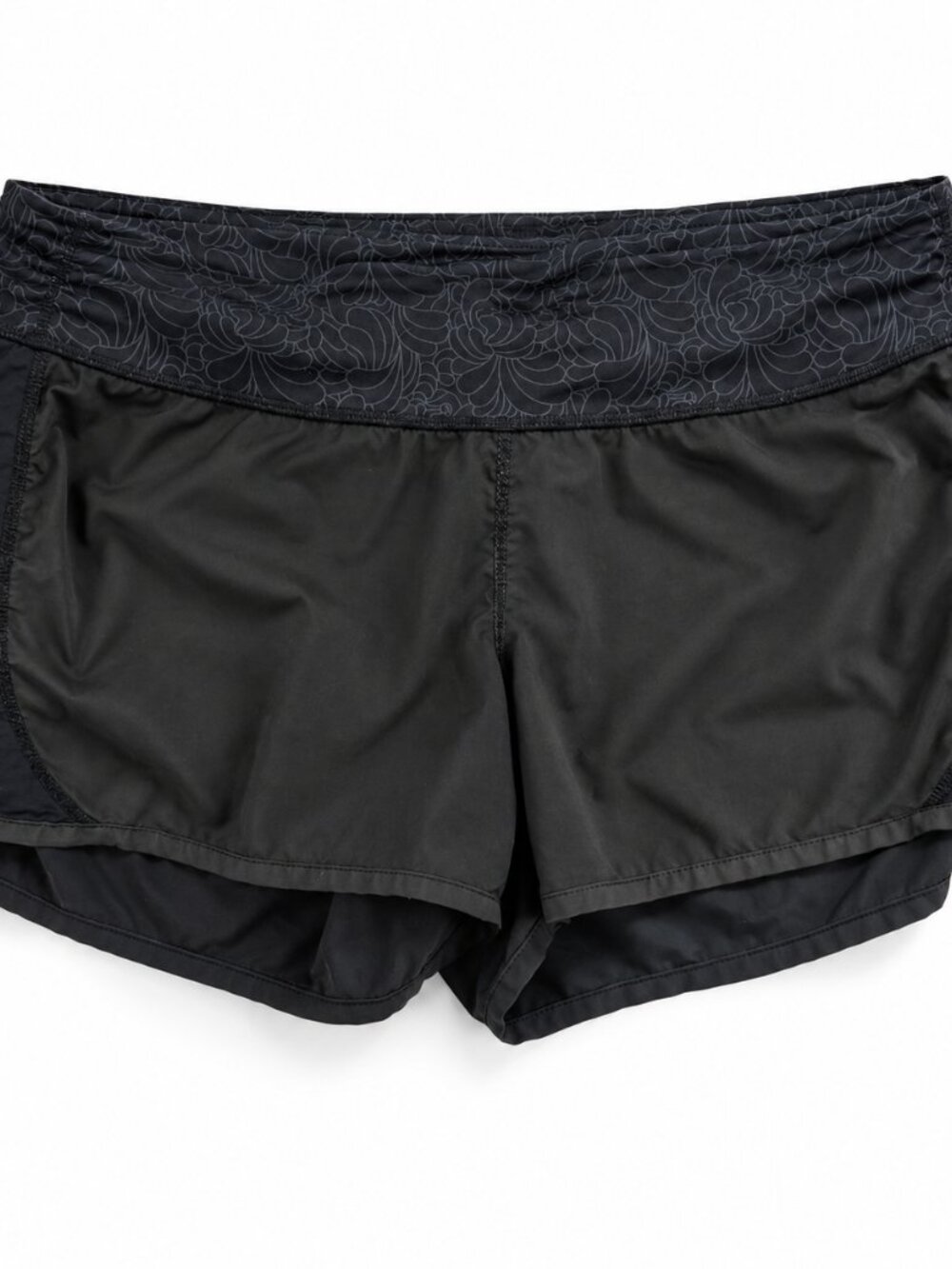 Lululemon Speed Short Black Floral Waistband Running Athletic Women's Size 6
